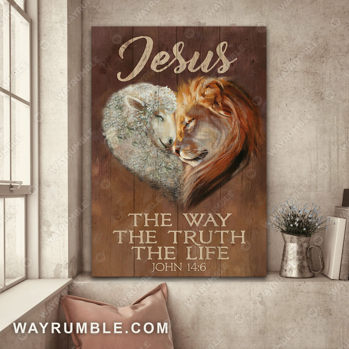 Sheep painting, Lion king, Jesus the way the truth the life - Jesus Portrait Canvas Prints, Wall Art