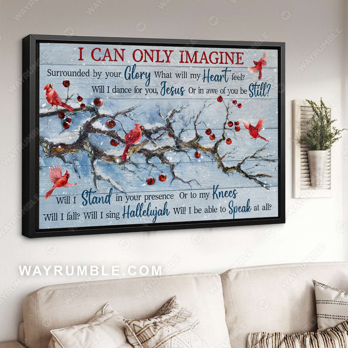 Cardinal painting, Cranberry, Winter garden, I can only imagine - Jesus Landscape Canvas Prints, Wall Art