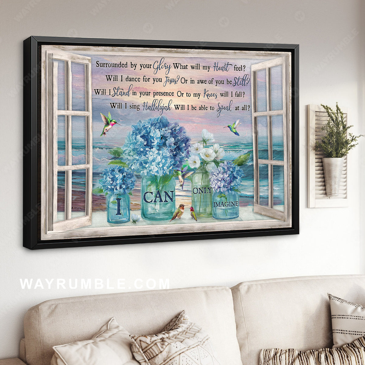 Pretty hydrangea, Blue flower, Amazing sunset, I can only imagine - Jesus Landscape Canvas Prints, Christian Wall Art