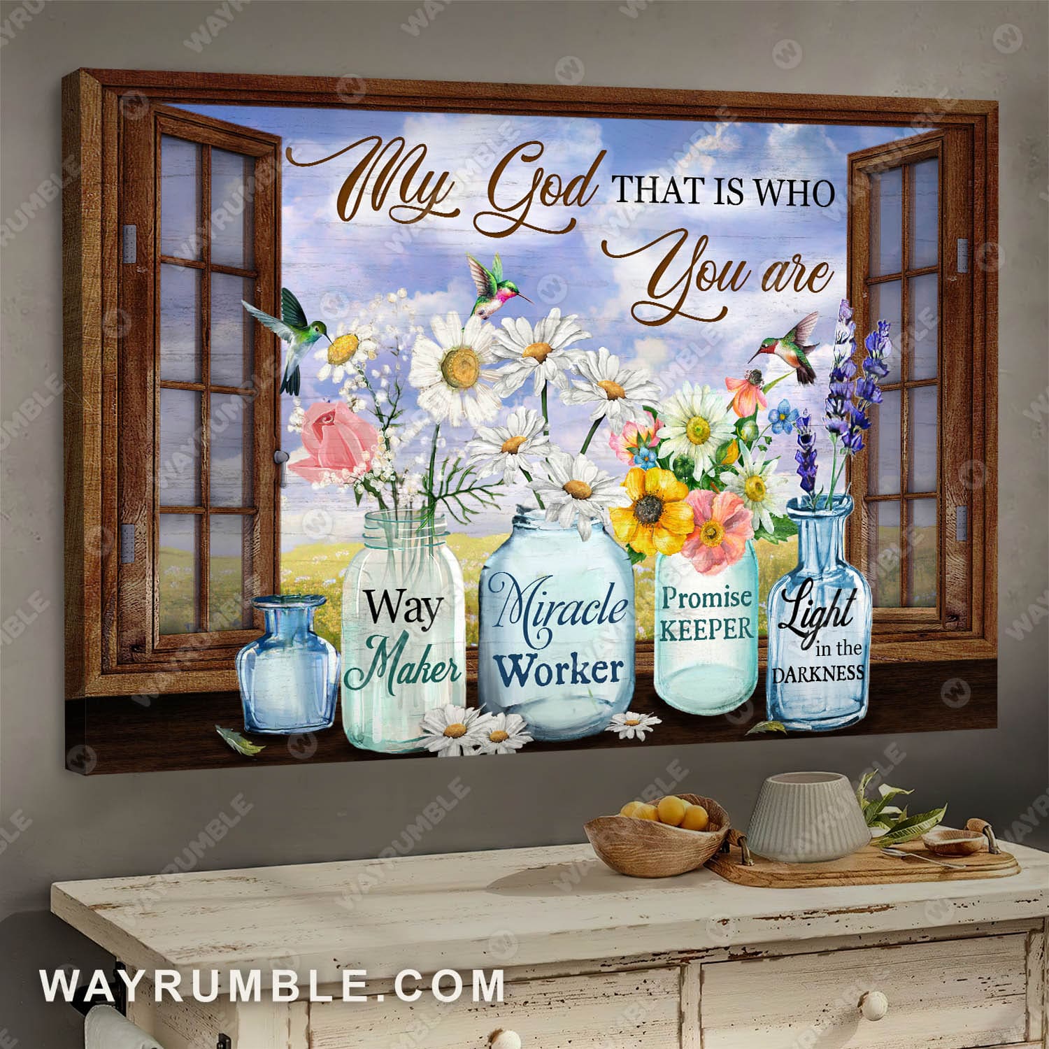 Flower painting, My God that is who you are way maker - Jesus Landscape Canvas Prints, Wall Art