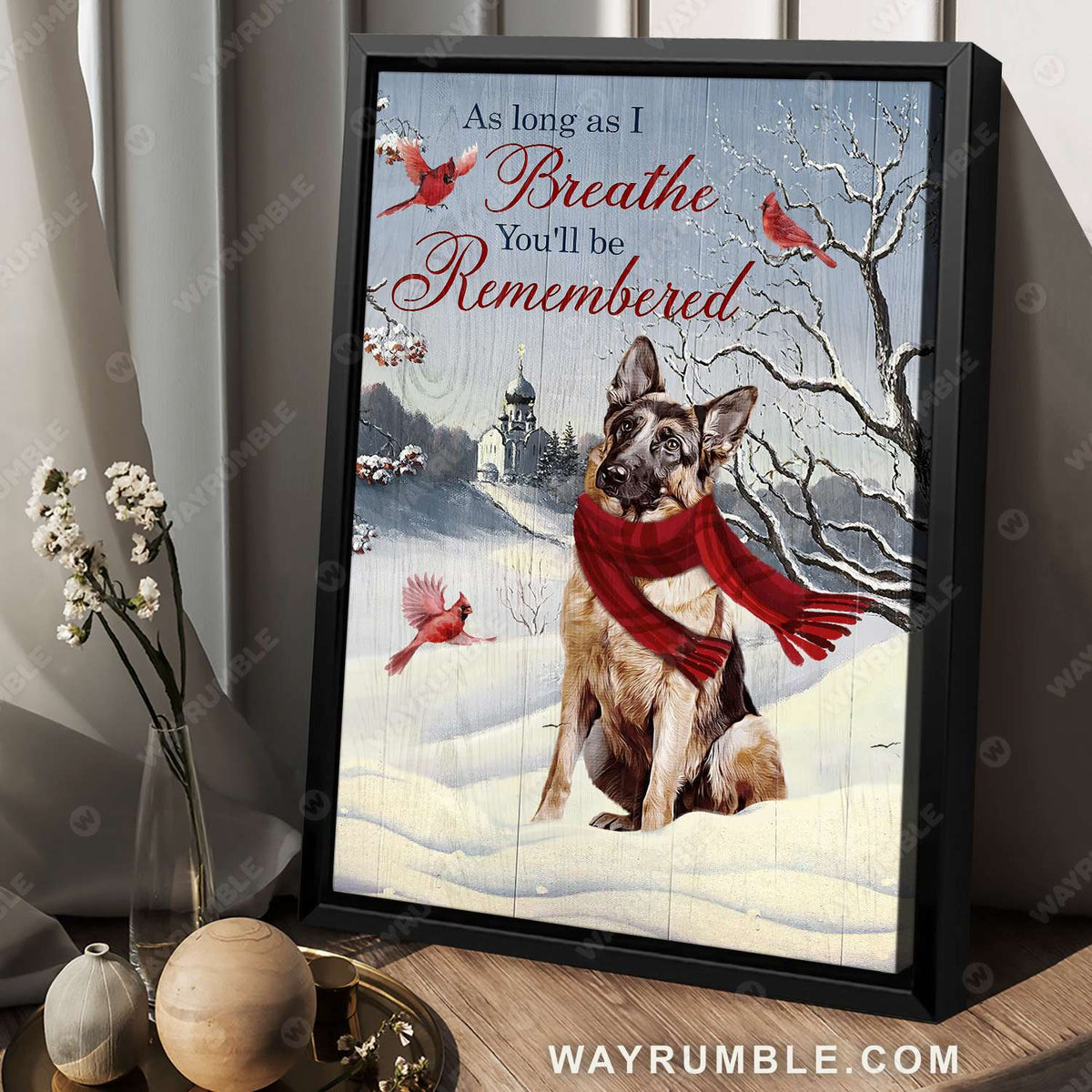 German shepherd, Winter painting, The white church, Cardinal, As long as I breath, You&#39;ll be remembered - Jesus Portrait Canvas Prints, Christian Wall Art