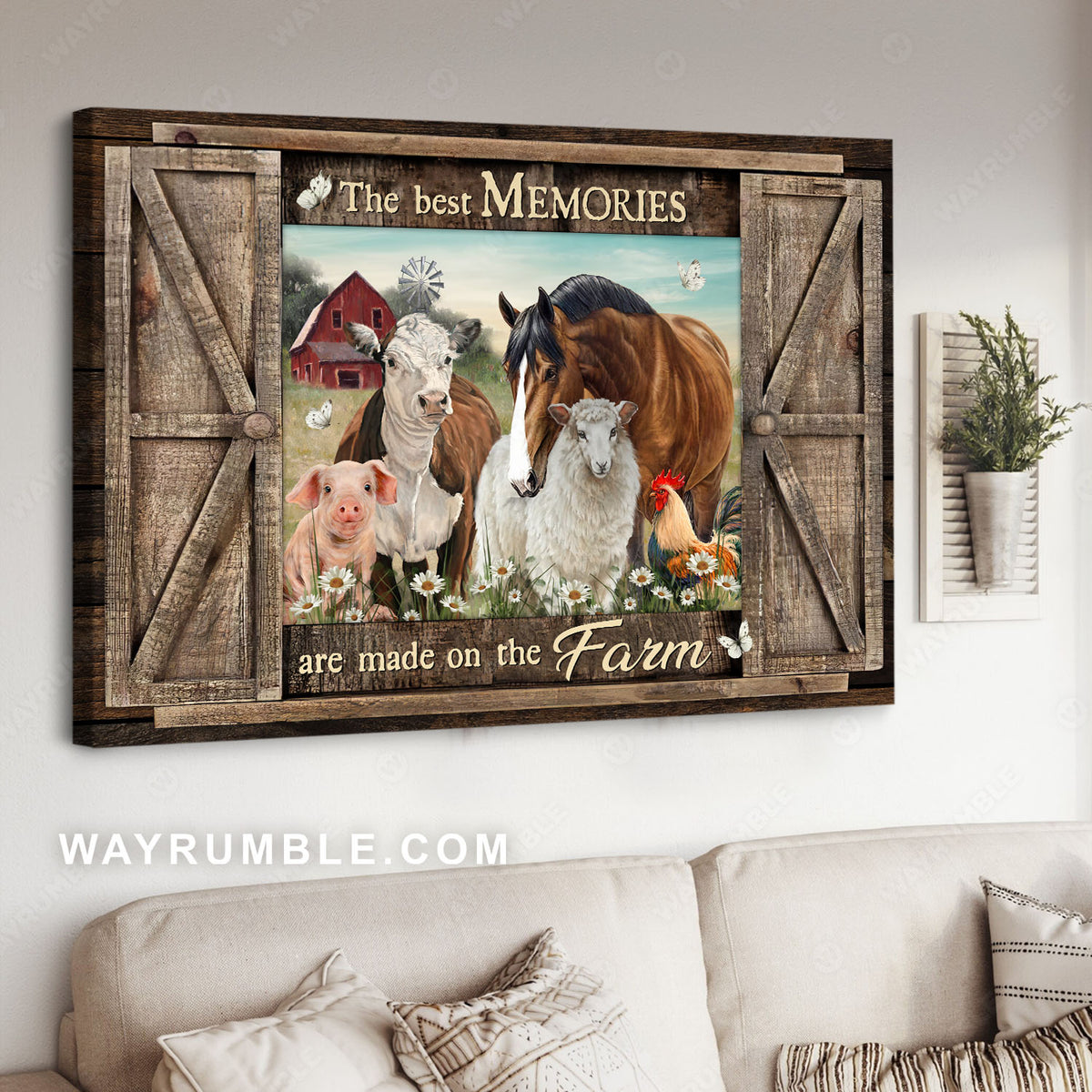 Cute sheep, Animal painting, The best memories are made on the farm - Jesus Landscape Canvas Prints, Christian Wall Art