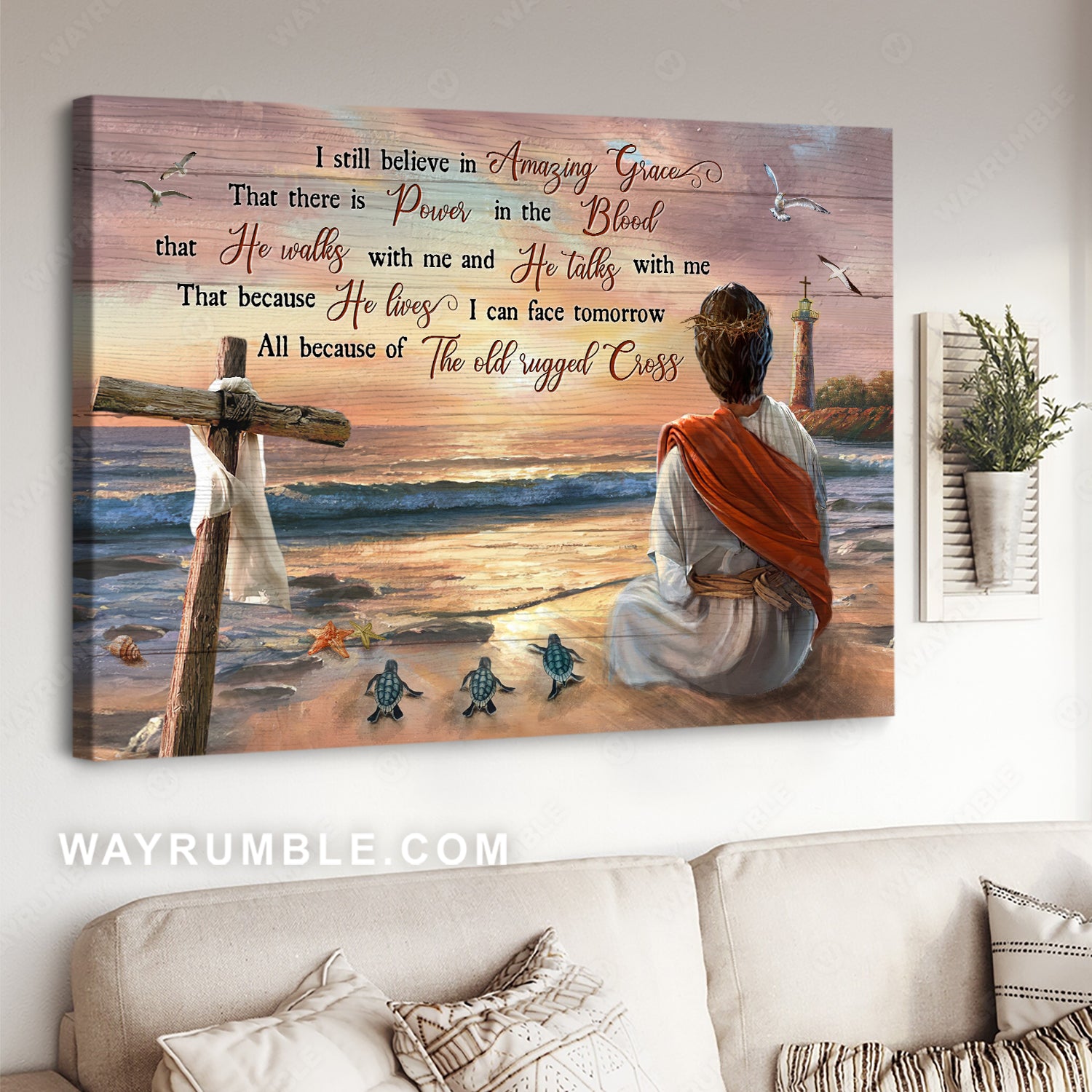 Jesus drawing, Beautiful sunset, Sea turtle, I still believe in amazing grace - Jesus Landscape Canvas Prints, Christian Wall Art
