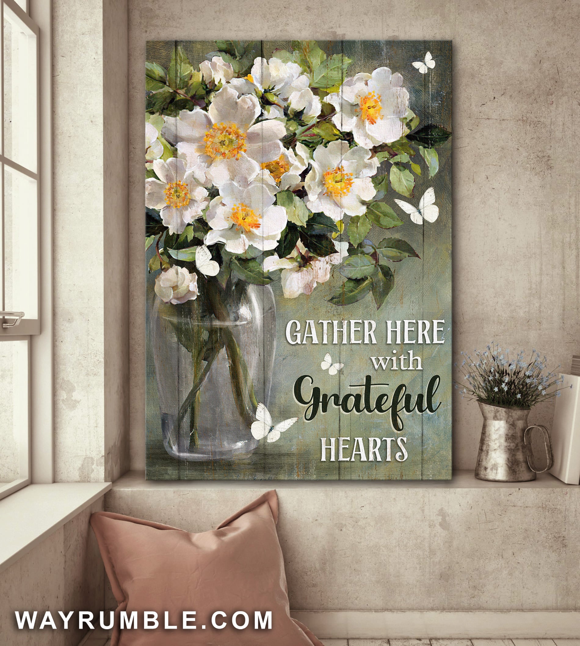 Magnolias flower, Still Painting, Gather here with grateful hearts - Jesus Portrait Canvas Prints, Wall Art
