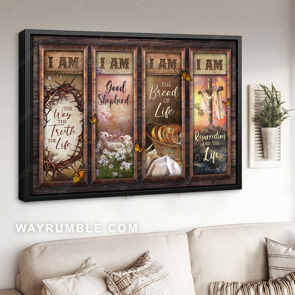 Jesus symbol, Crown of thorn, White lamb, I am the bread of life - Jesus Landscape Canvas Prints, Christian Wall Art