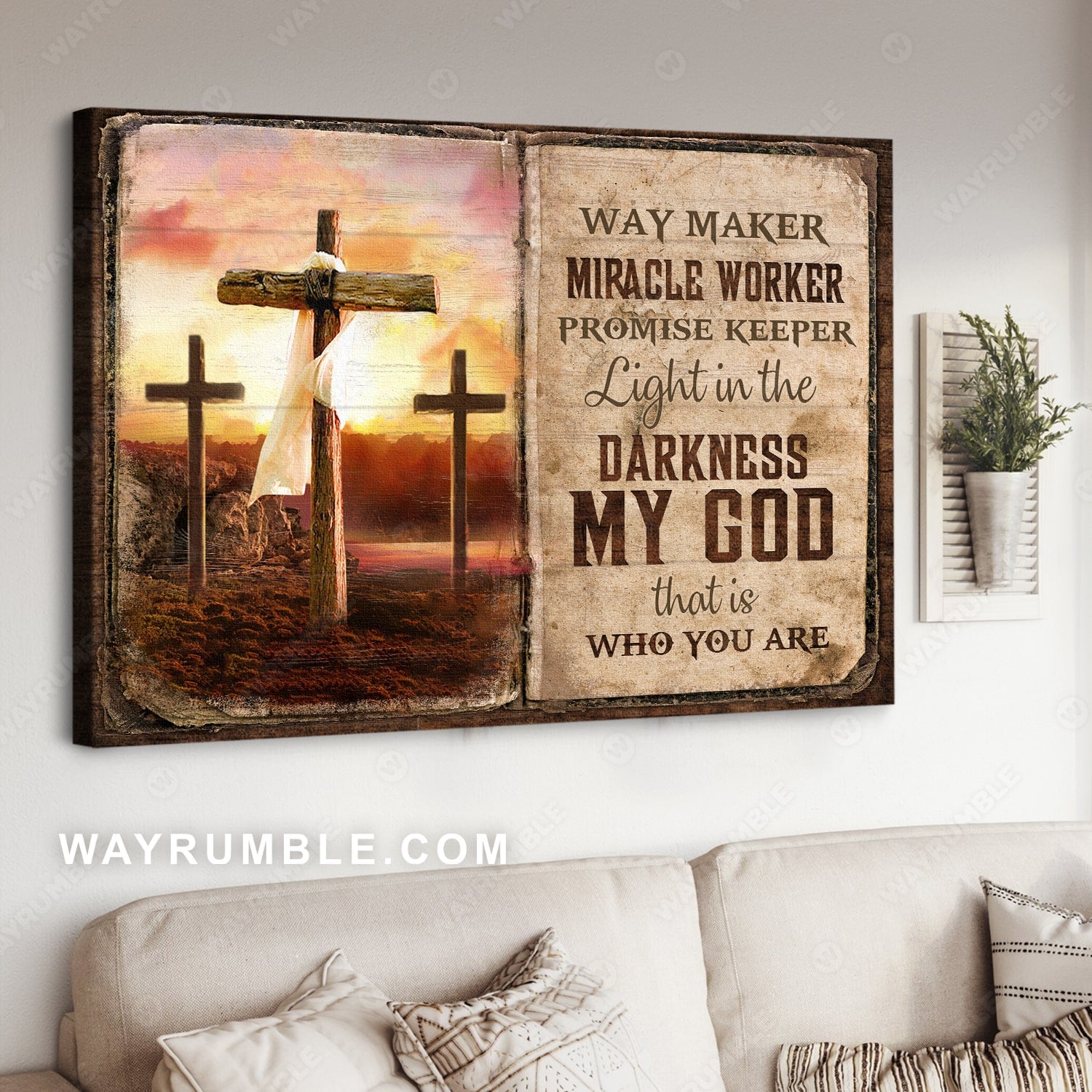 The old rugged crosses, Sunset painting, My God is the light in the darkness - Jesus Landscape Canvas Prints, Christian Wall Art