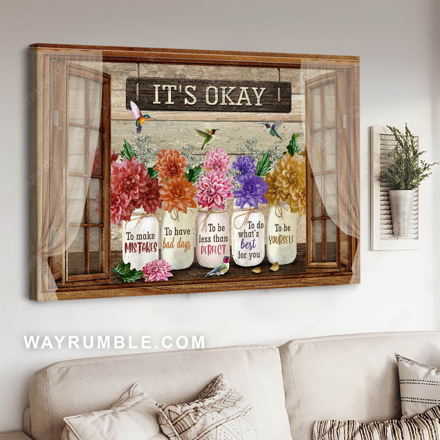 Chrysanthemum flower, Red mum, Purple mums, It's okay to be yourself - Jesus Landscape Canvas Prints, Christian Wall Art