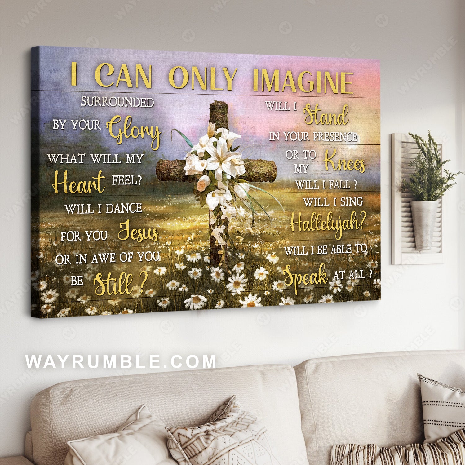Beautiful lily, Wooden cross, Daisy field, Colorful sunset, I can only imagine - Jesus Landscape Canvas Prints, Christian Wall Art