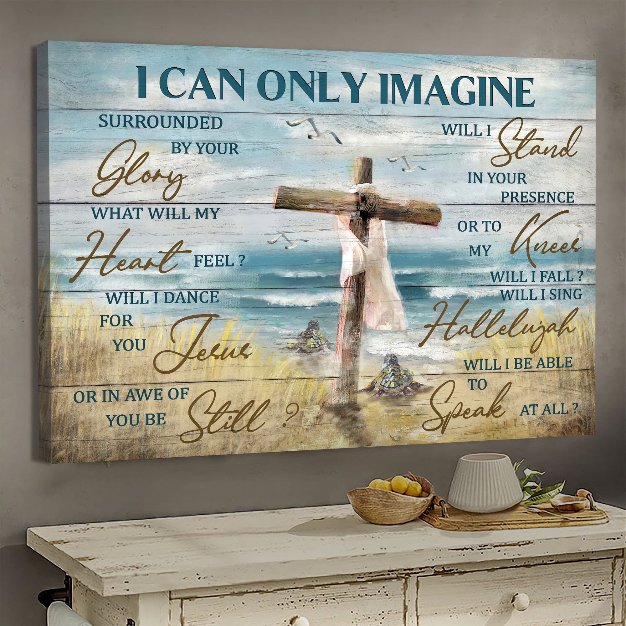 Sea turtle, To the ocean, Wooden cross, I can only imagine - Jesus Landscape Canvas Prints, Wall Art
