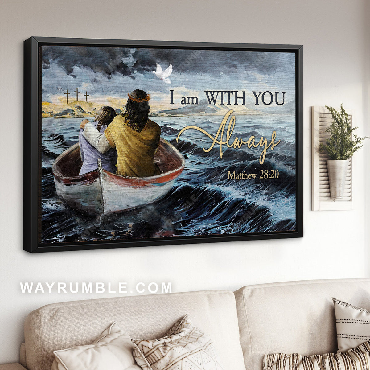 Stunning storm, Little girl, Walking with Jesus, I am with you always - Jesus Landscape Canvas Prints, Christian Wall Art