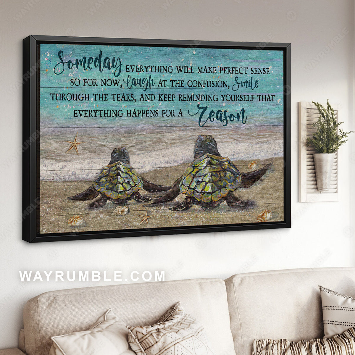 Beautiful sea turtle, Blue ocean, Someday everything will make perfect sense - Jesus Landscape Canvas Prints, Christian Wall Art