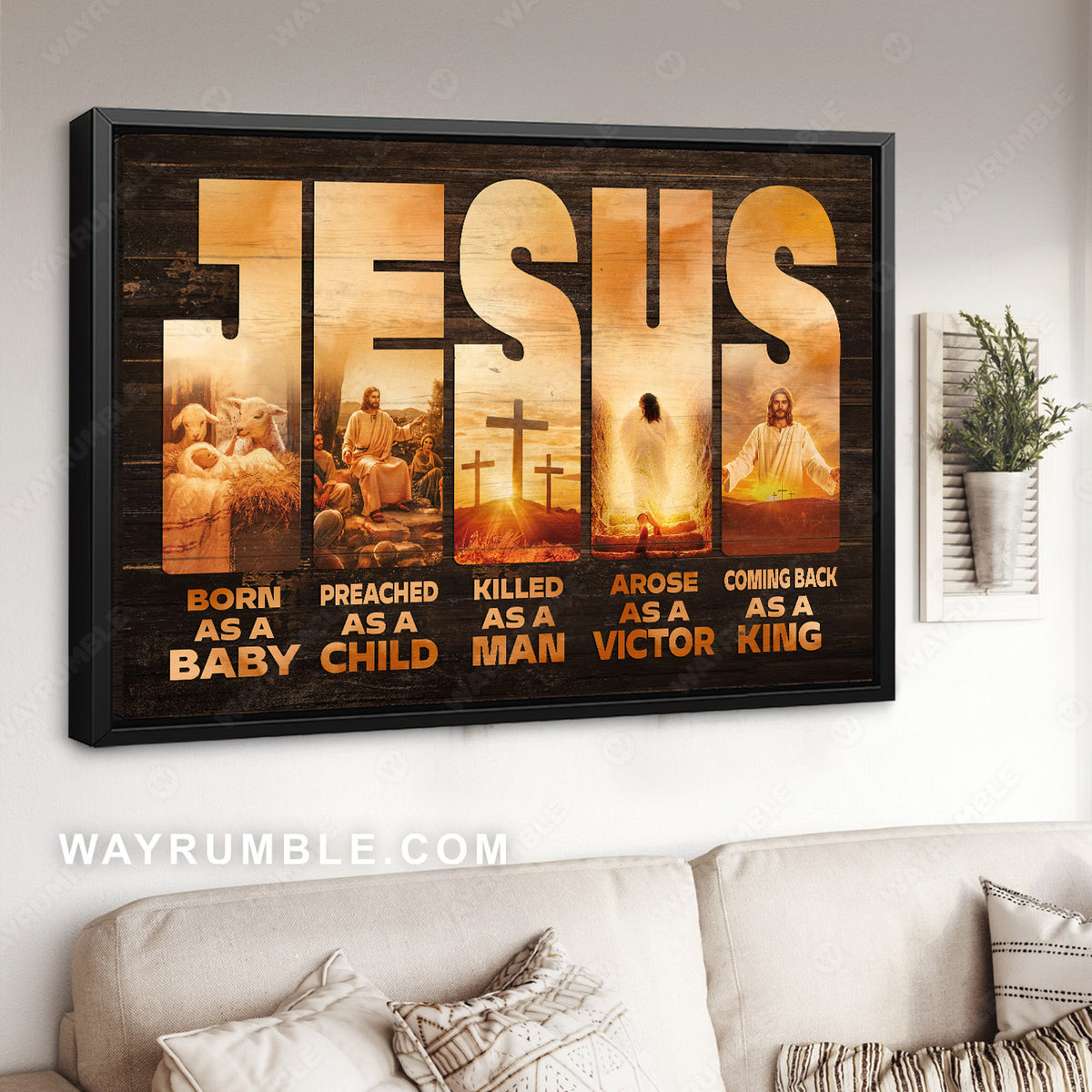 Jesus painting, Born as a baby Coming back as a king - Jesus Landscape Canvas Prints, Wall Art