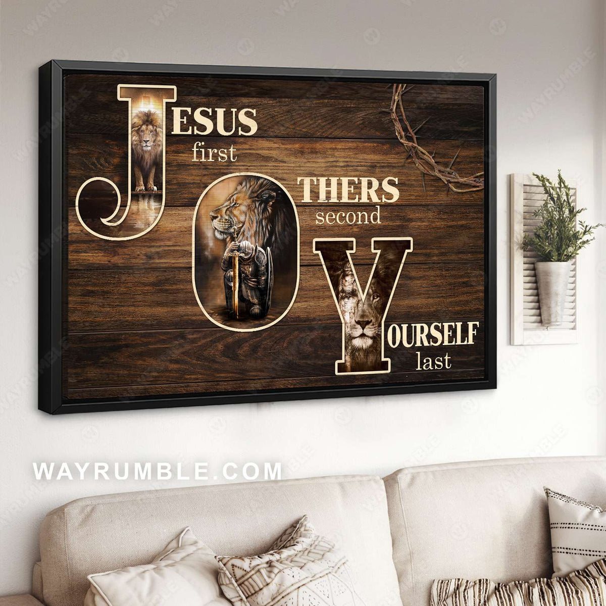 Lion of Judah, Knight of God, Jesus first, Others second, Yourself last - Jesus Landscape Canvas Prints, Christian Wall Art