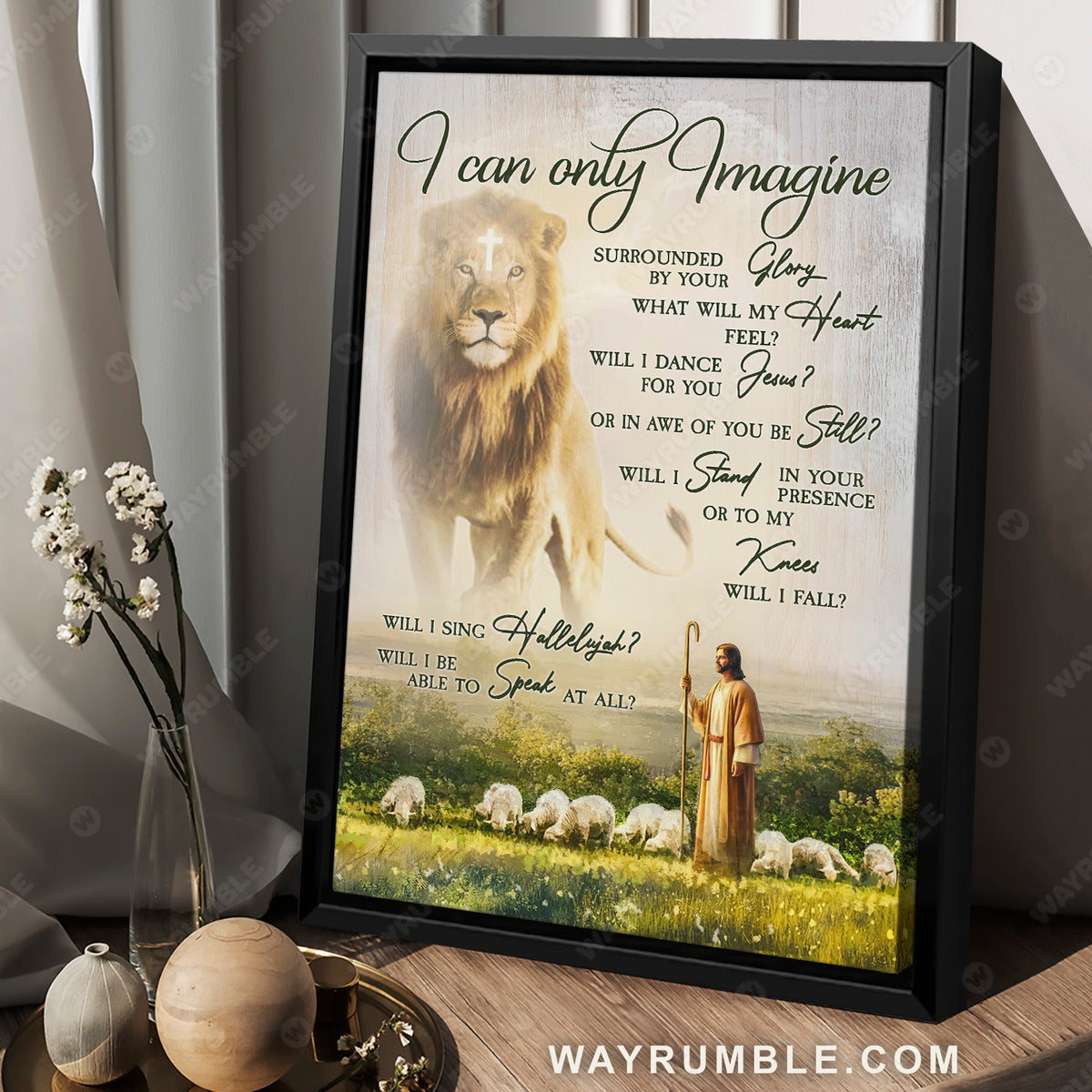Jesus painting, Meadow landscape, Lion of Judah, I can only imagine - Jesus Portrait Canvas Prints, Christian Wall Art