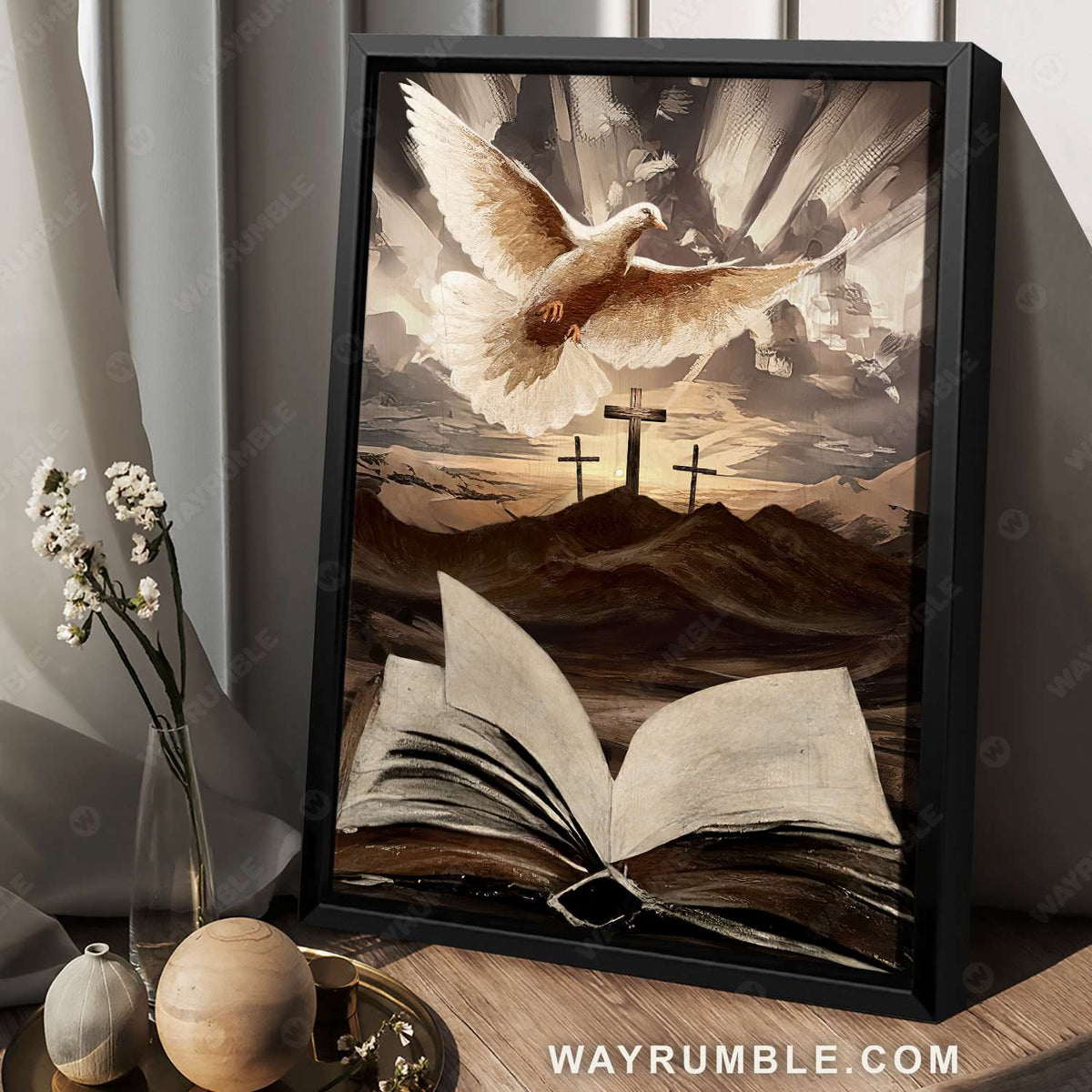 The bible, Dove painting, Old rugged crosses, Sunrise on Mountains - Jesus Portrait Canvas Prints, Wall Art