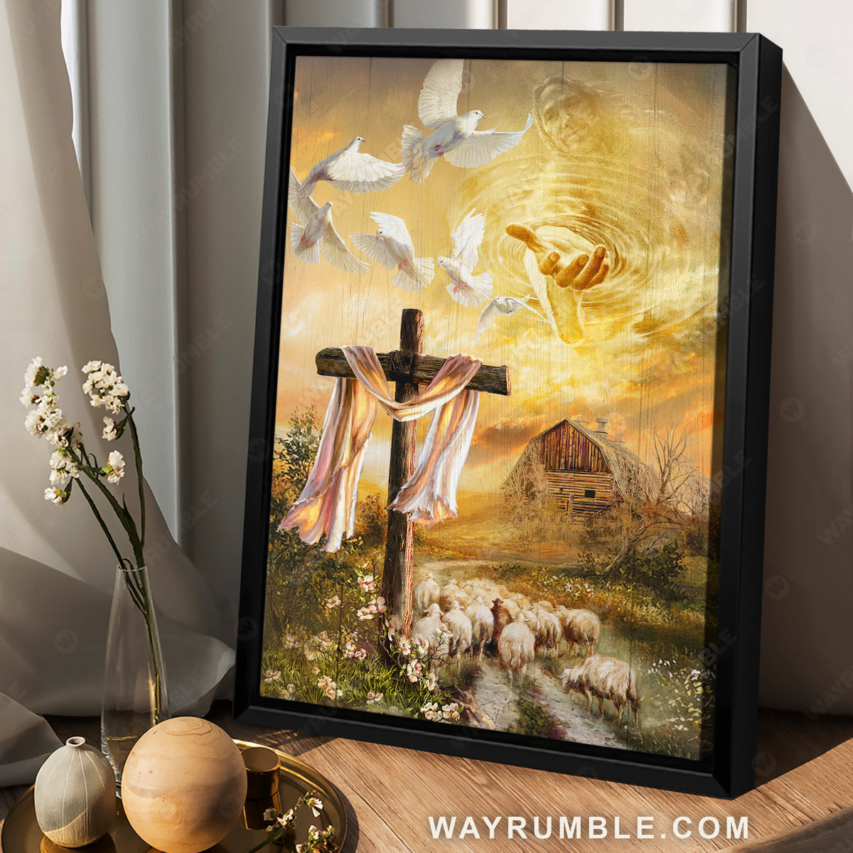 Jesus painting, God&#39;s welcome hand, Countryside landscape, A tranquil place - Jesus Portrait Canvas Prints, Christian Wall Art