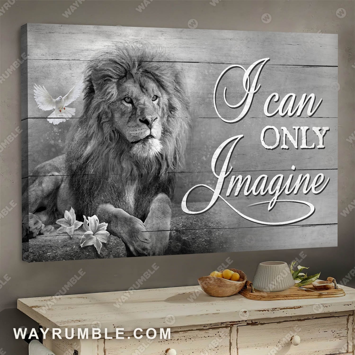 Lion of Judah, Black and White painting, I can only Imagine - Jesus Landscape Canvas Prints, Wall Art