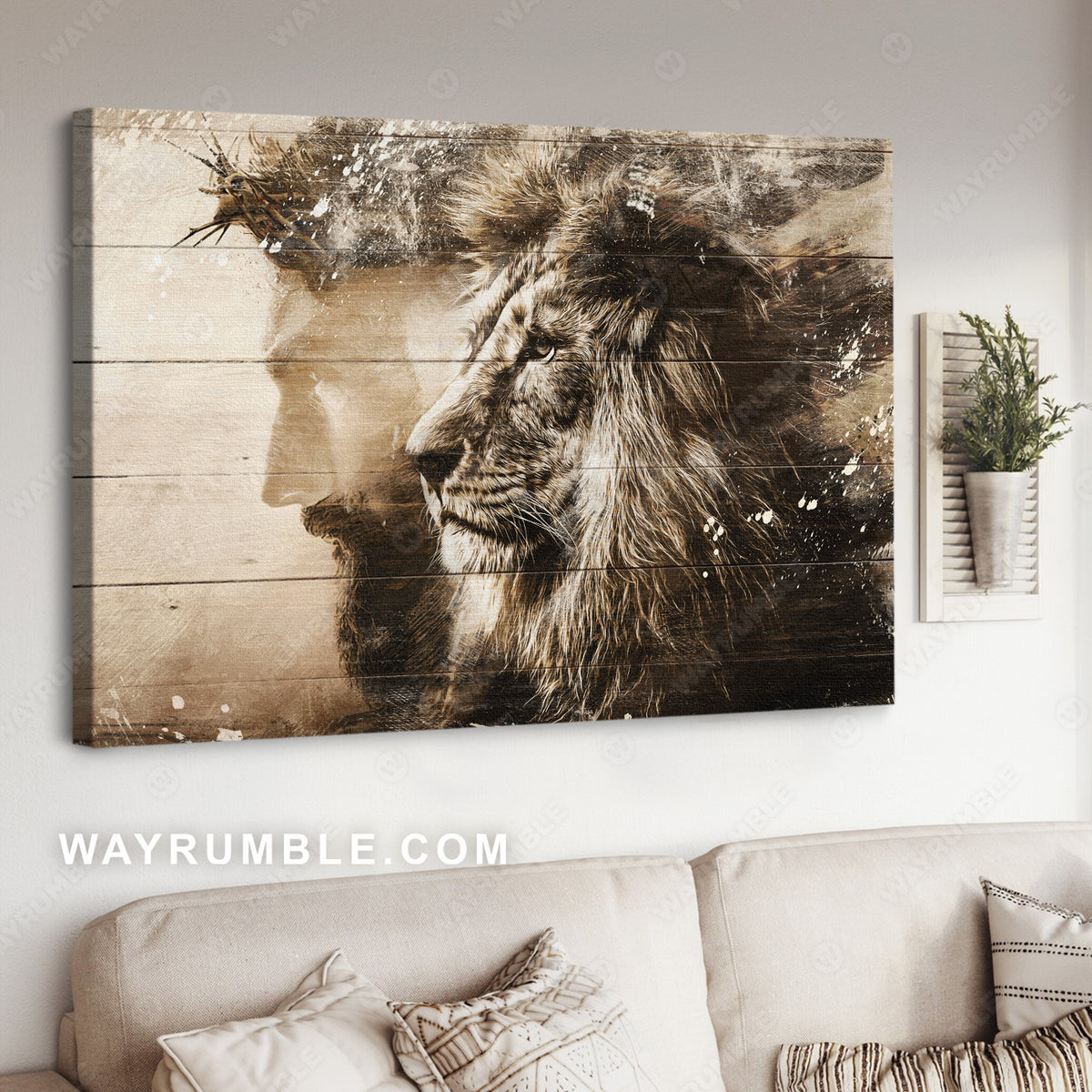 Jesus Profile, Lion of Judah - Jesus Landscape Canvas Prints, Wall Art