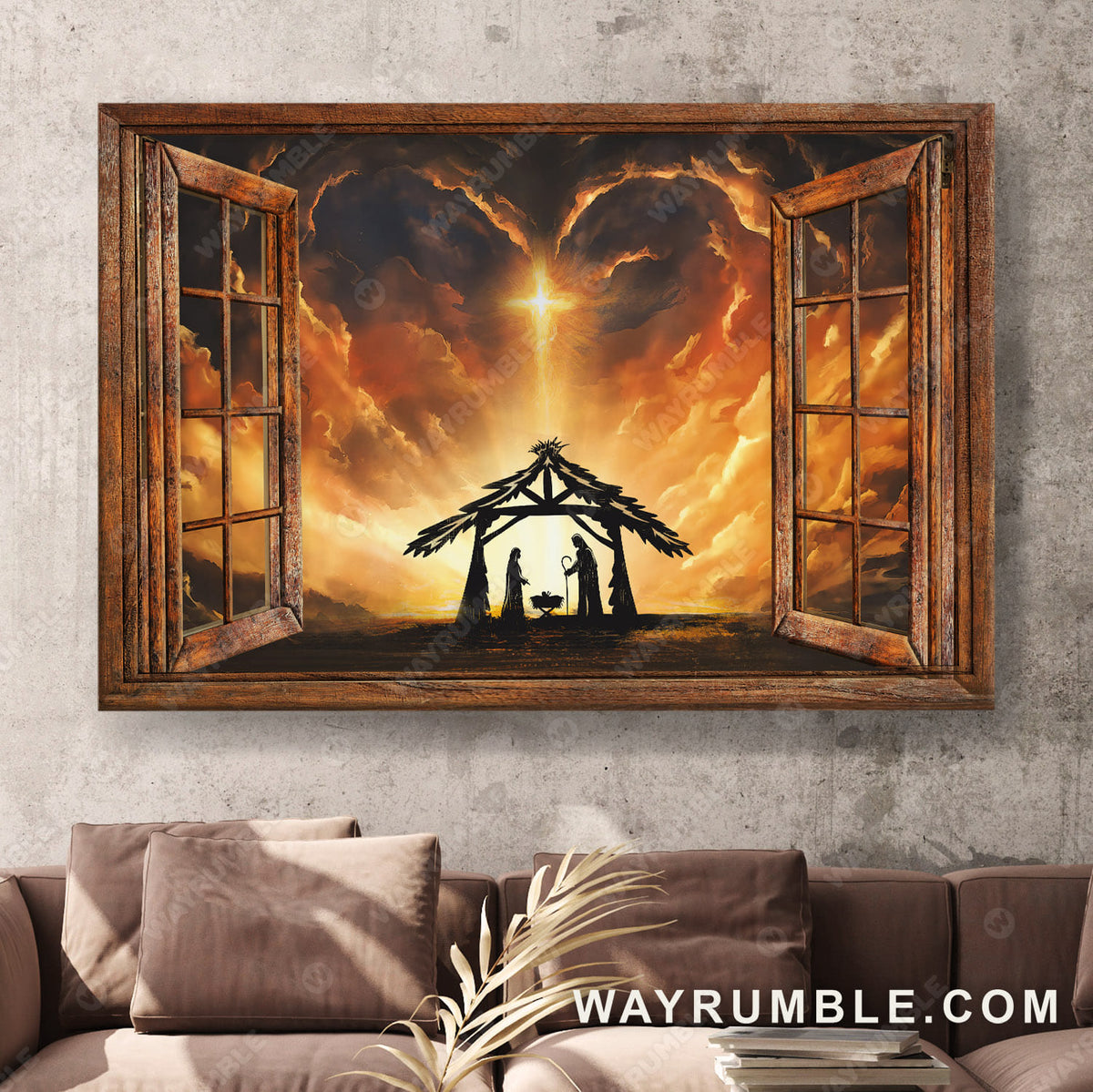 Cross light on the sky, Sunrise painting, The day he was born - Jesus Landscape Canvas Prints, Wall Art