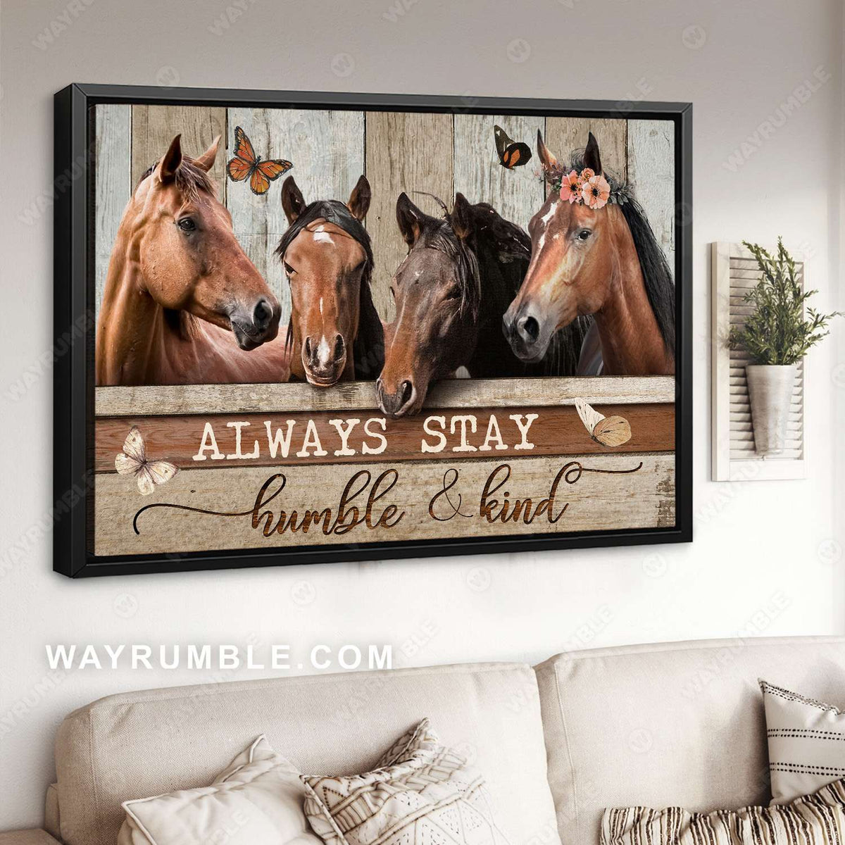 Horse painting, Always stay humble and kind - Jesus Landscape Canvas Prints, Wall Art