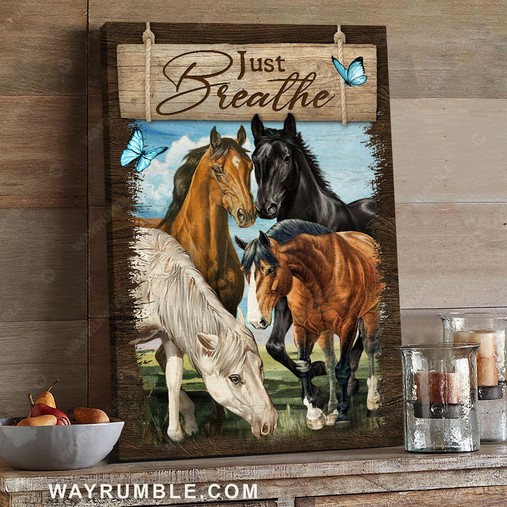 Horse painting, Just breathe - Jesus Portrait Canvas Prints, Christian Wall Art