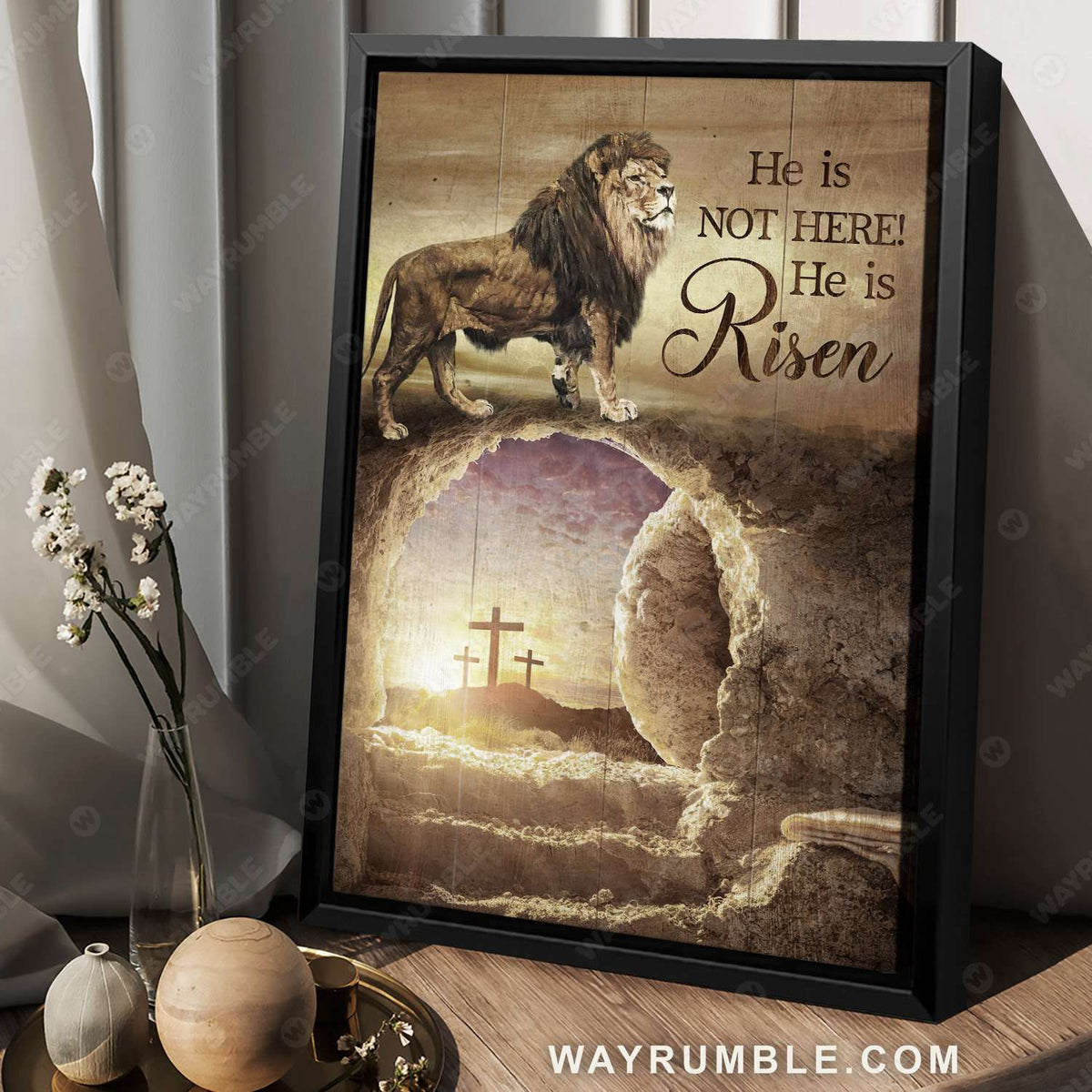 Lion of Judah, Lion painting, Sunrise painting, He is risen - Jesus Portrait Canvas Prints, Christian Wall Art