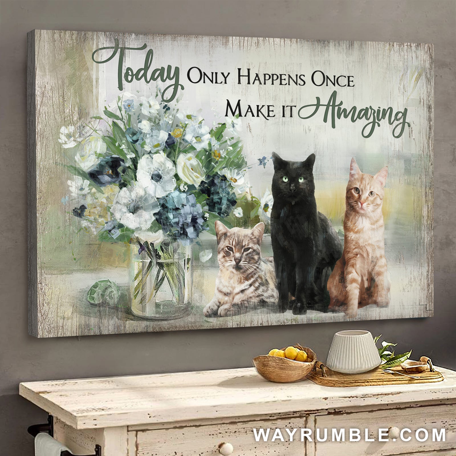 Adorable cats, Flower vase, Today only happens once Make it amazing - Jesus Landscape Canvas Prints, Wall Art