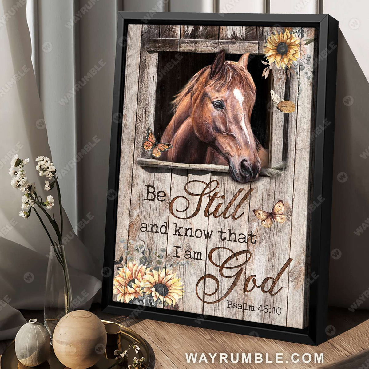 Horse painting, Horse stable, Life on farm, Be still and know that I am God - Jesus Portrait Canvas Prints, Christian Wall Art