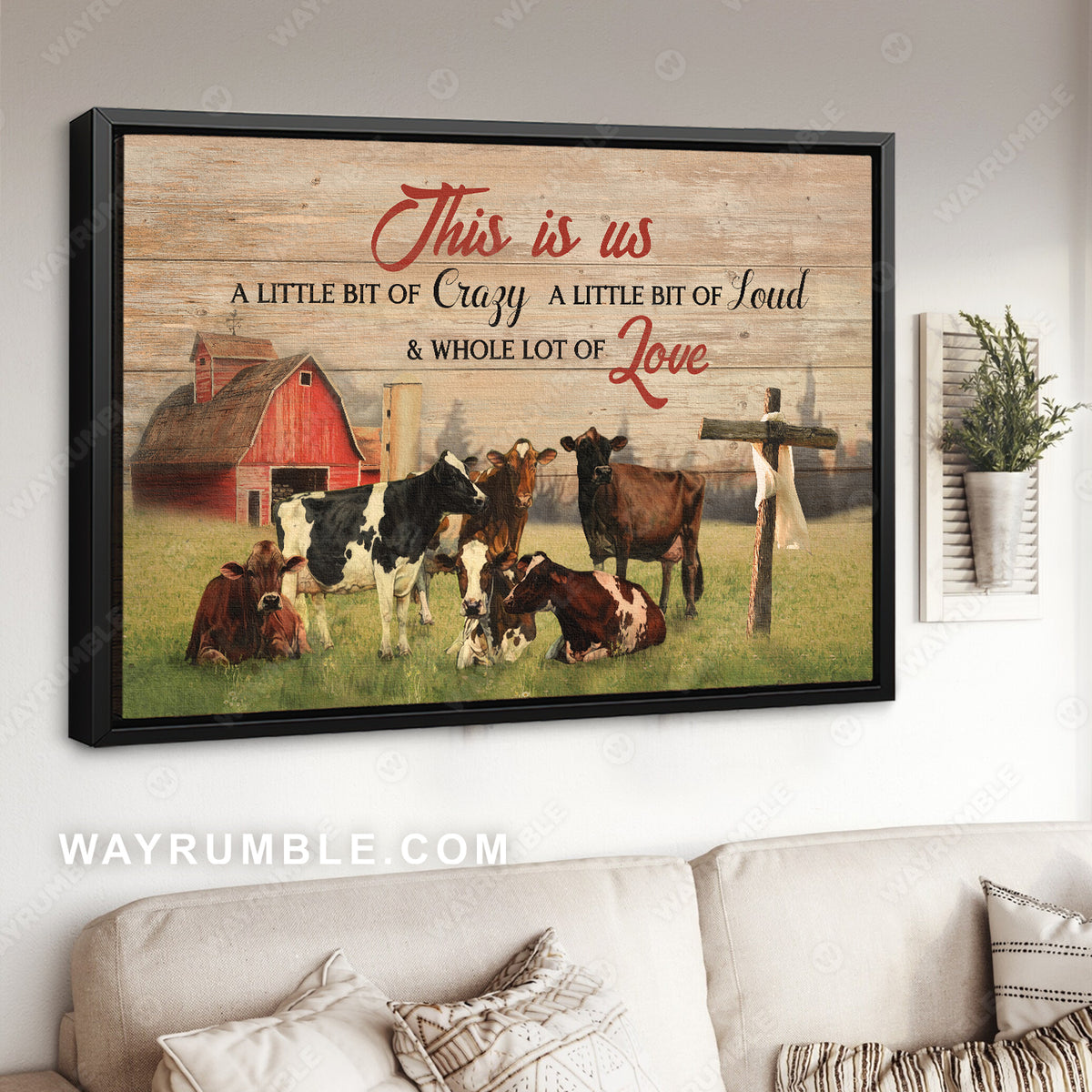 Life on farm, Countryside landscape, Cow painting, This is us - Jesus Landscape Canvas Prints, Christian Wall Art