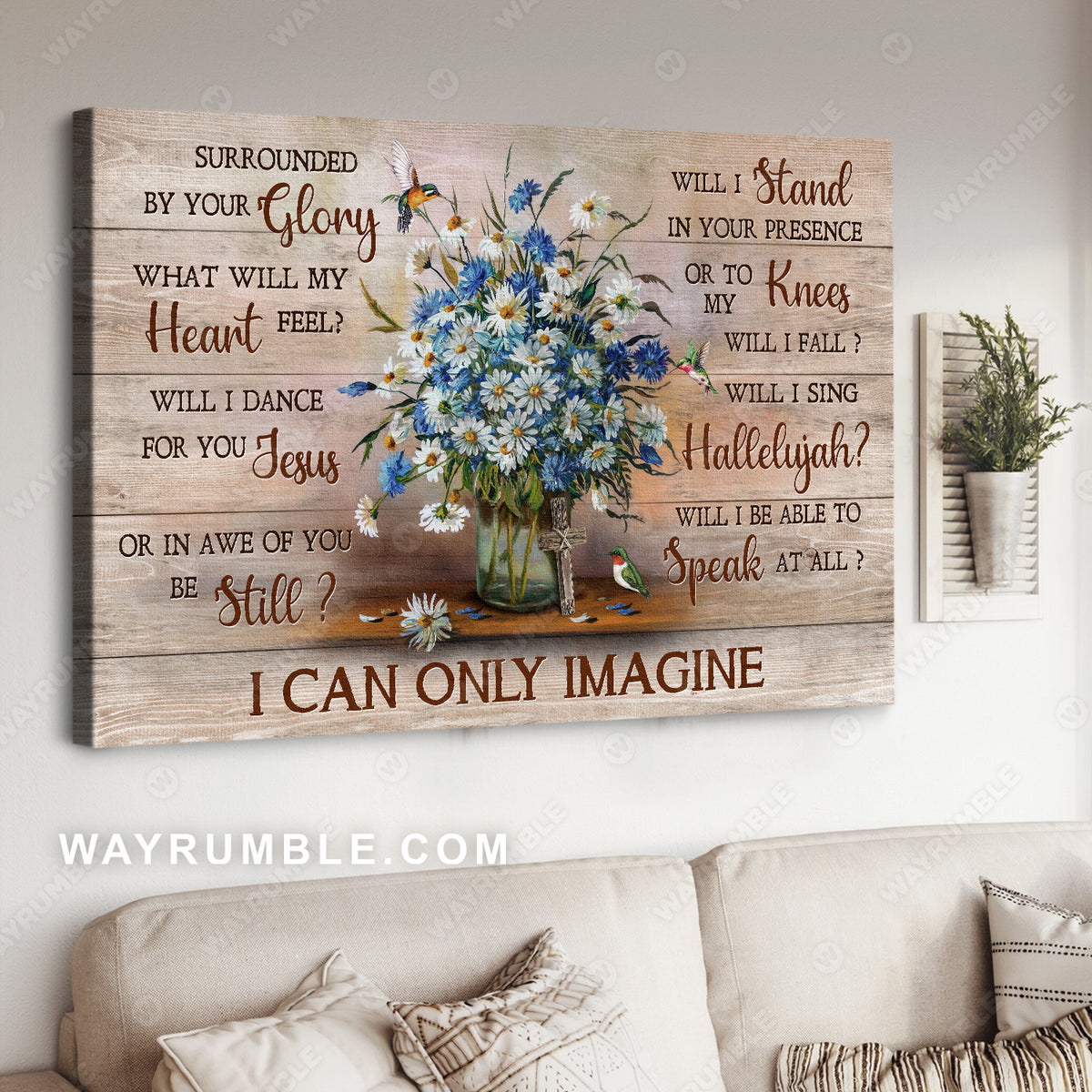 Baby daisy flower, Hummingbird painting, Cross, I can only imagine - Jesus Landscape Canvas Prints, Christian Wall Art