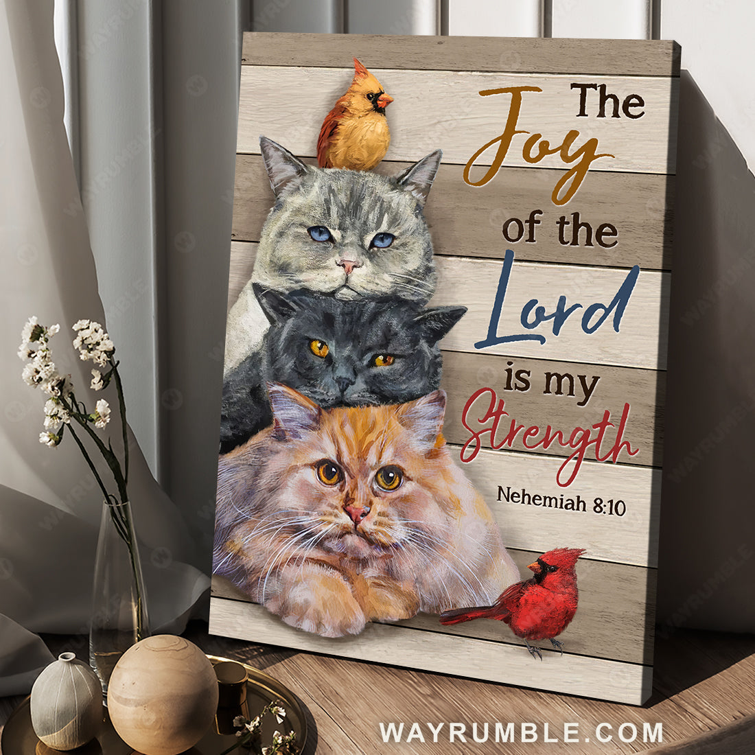 Angry cat painting, Pretty cardinal, The joy of the Lord is my strength - Jesus Portrait Canvas Prints, Christian Wall Art