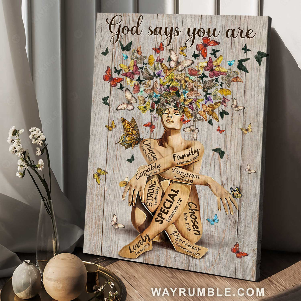 Unique girl, Stunning butterfly, Beautiful artwork, God says you are unique - Jesus Portrait Canvas Prints, Home Decor Wall Art