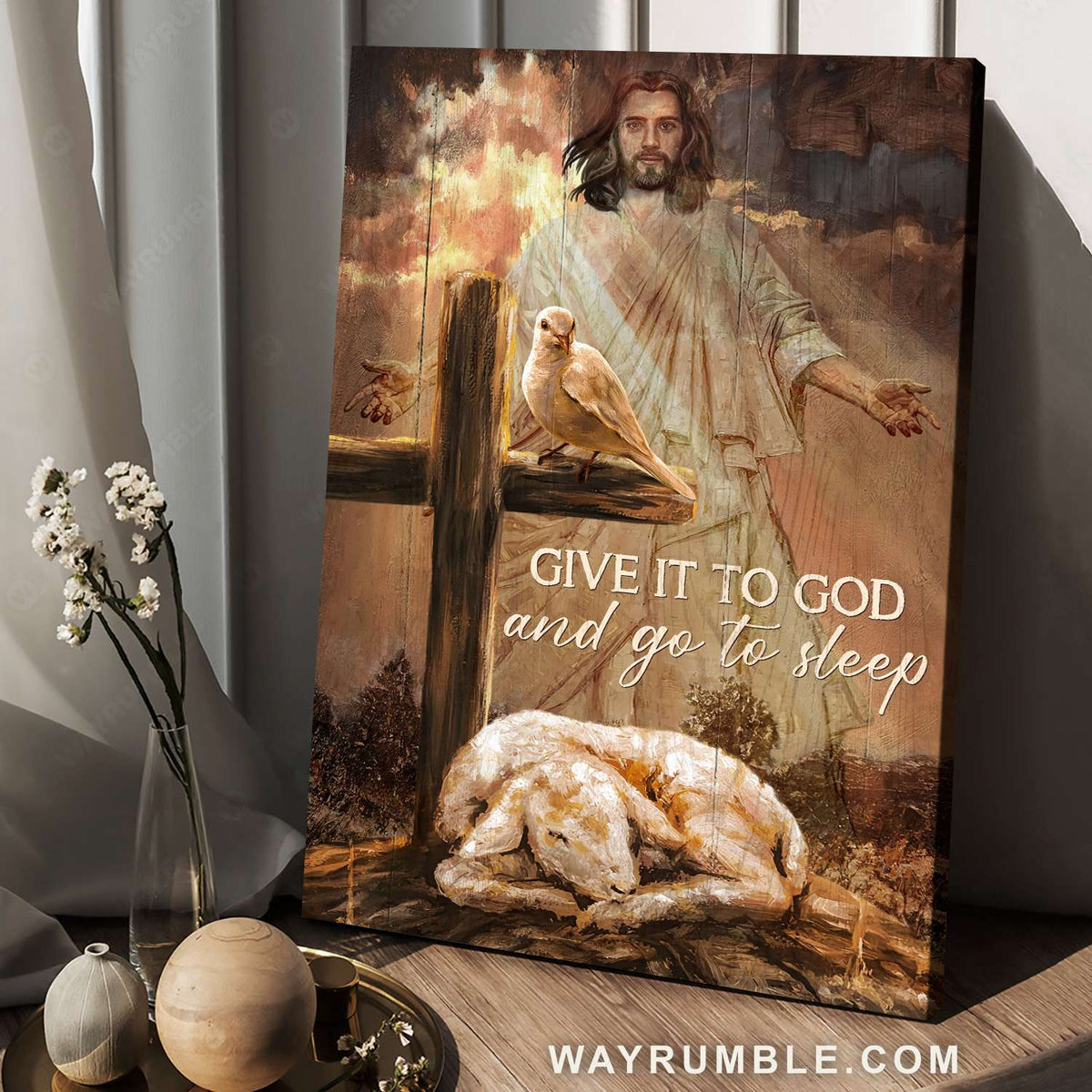 Lamb of God, Dove of peace, Jesus drawing, Give it to God - Jesus Portrait Canvas Prints, Christian Wall Art