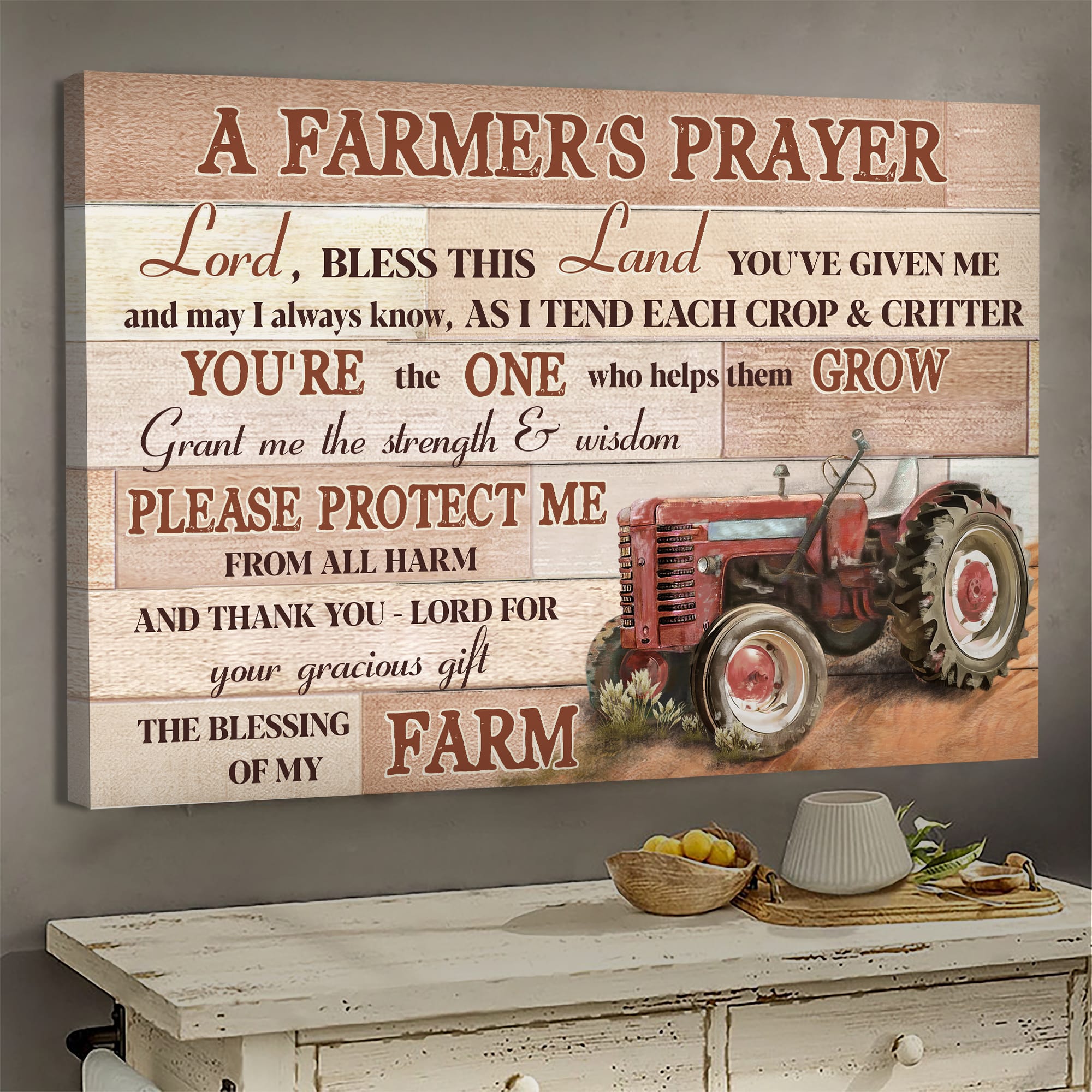 Jesus, Farm, Red truck - A farmer's prayer Landscape Canvas Prints, Wall Art