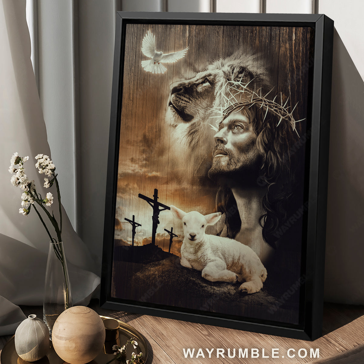 Lion of Judah, Lamb of God, Jesus painting, The old rugged crosses - Jesus Portrait Canvas Prints, Christian Wall Art