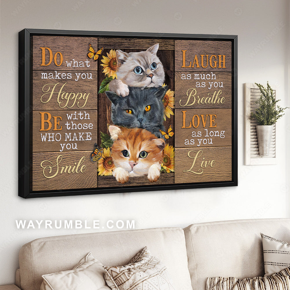 Little cat painting, Watercolor sunflower, Love as long as you live - Jesus Landscape Canvas Prints, Christian Wall Art