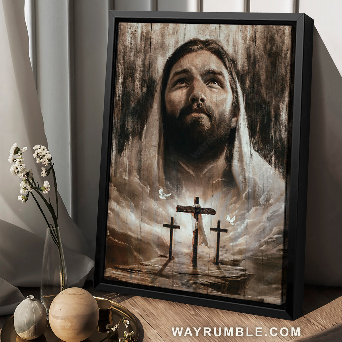 Stunning artwork, Face of God, The life of Jesus, Wooden cross - Jesus Portrait Canvas Prints, Home Decor Wall Art