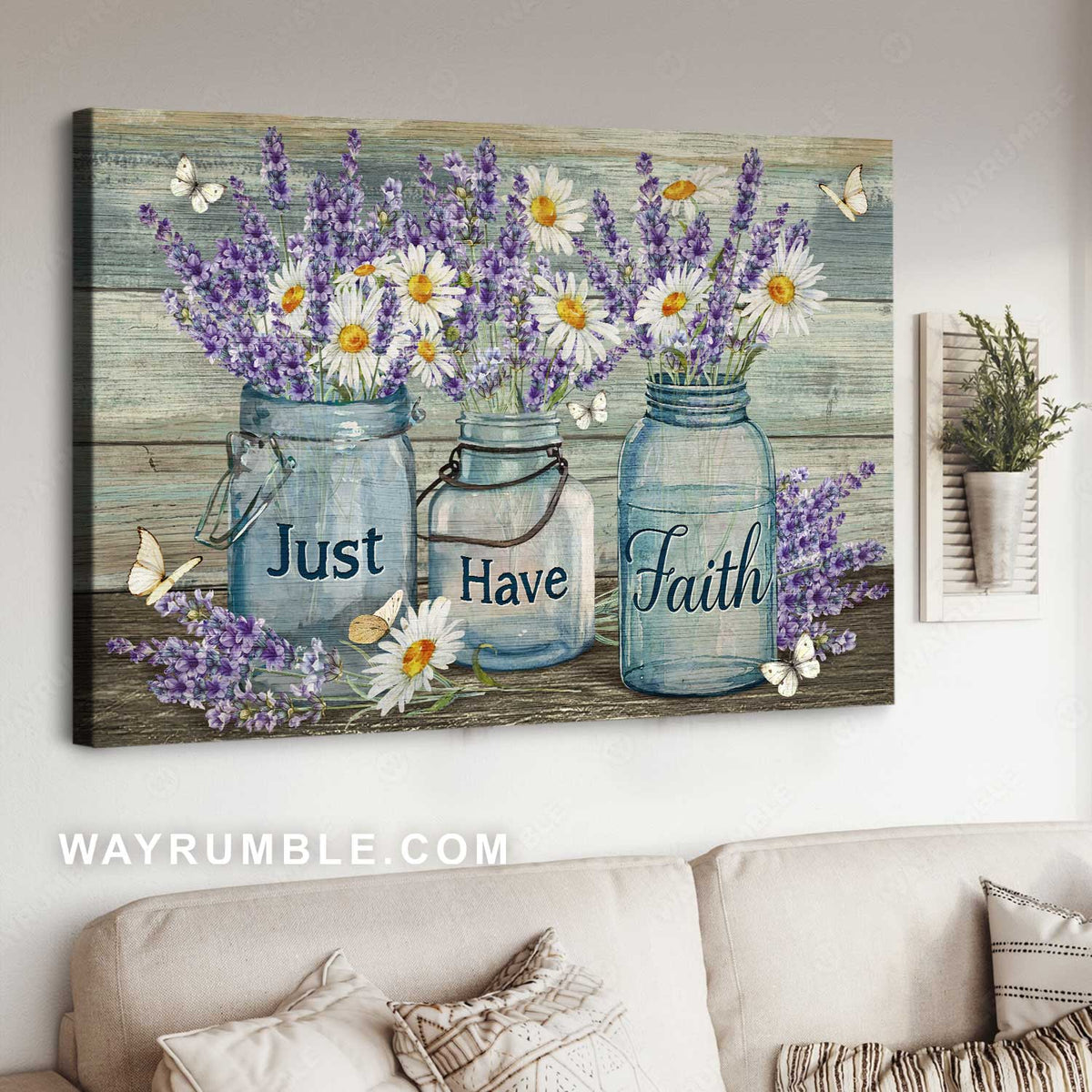 Purple lavender, Beautiful daisy, Butterfly drawing, Just have faith - Jesus Landscape Canvas Prints, Home Decor Wall Art
