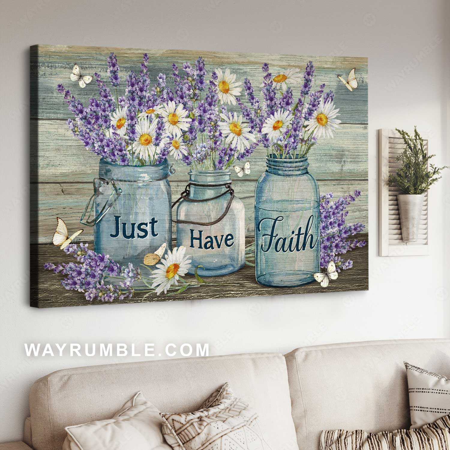 Purple lavender, Beautiful daisy, Butterfly drawing, Just have faith - Jesus Landscape Canvas Prints, Home Decor Wall Art
