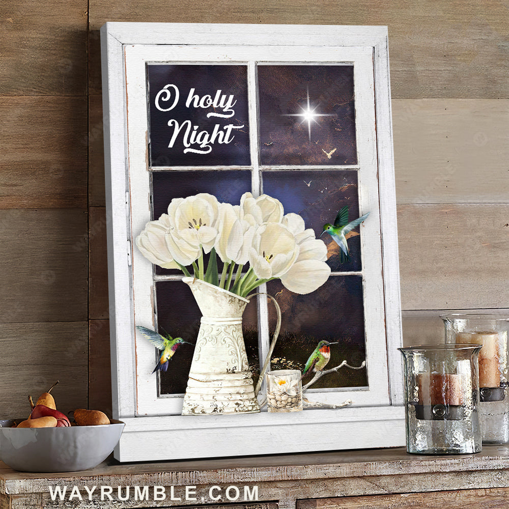 White lily, Colorful hummingbird, Beautiful night, O holy night - Jesus Portrait Canvas Prints, Christian Wall Art