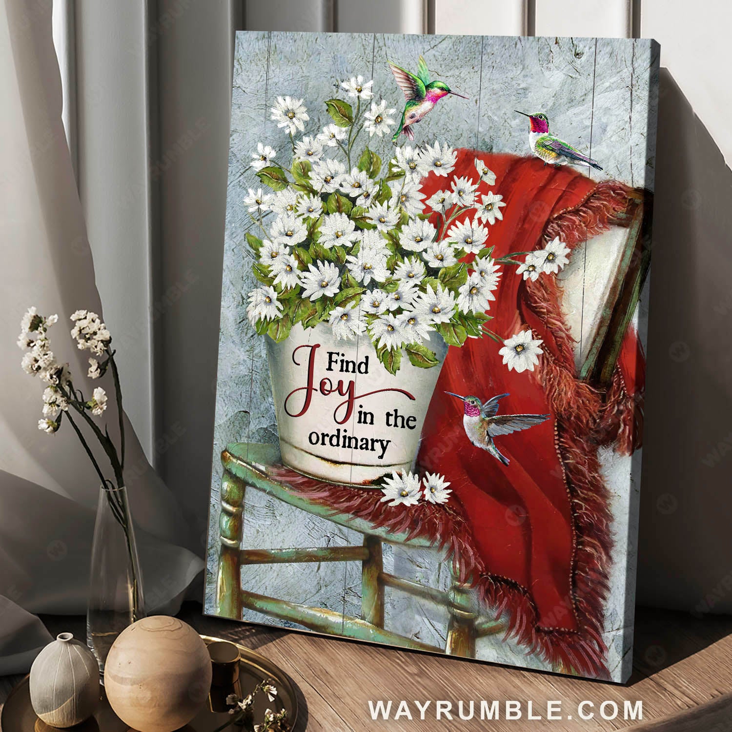 Jesus painting, Daisy flower, Hummingbird, Find joy in the ordinary - Jesus Portrait Canvas Prints, Christian Wall Art