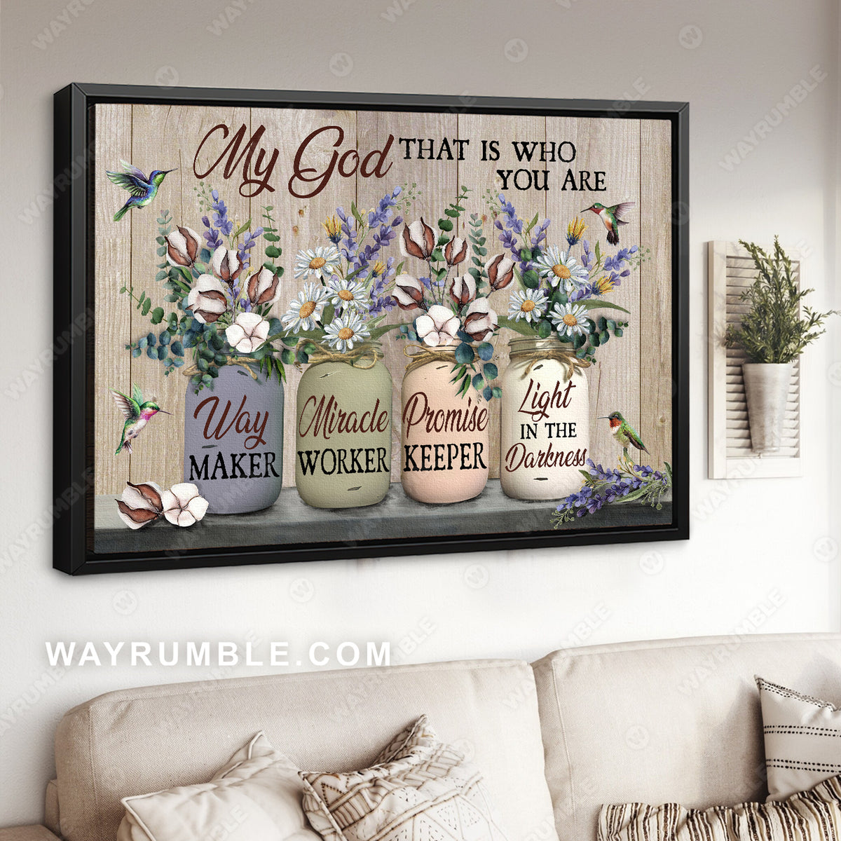 Elegant flower, Cotton, Daisy, Lavender, Hummingbird, My God that is who you are - Jesus Landscape Canvas Prints, Christian Wall Art
