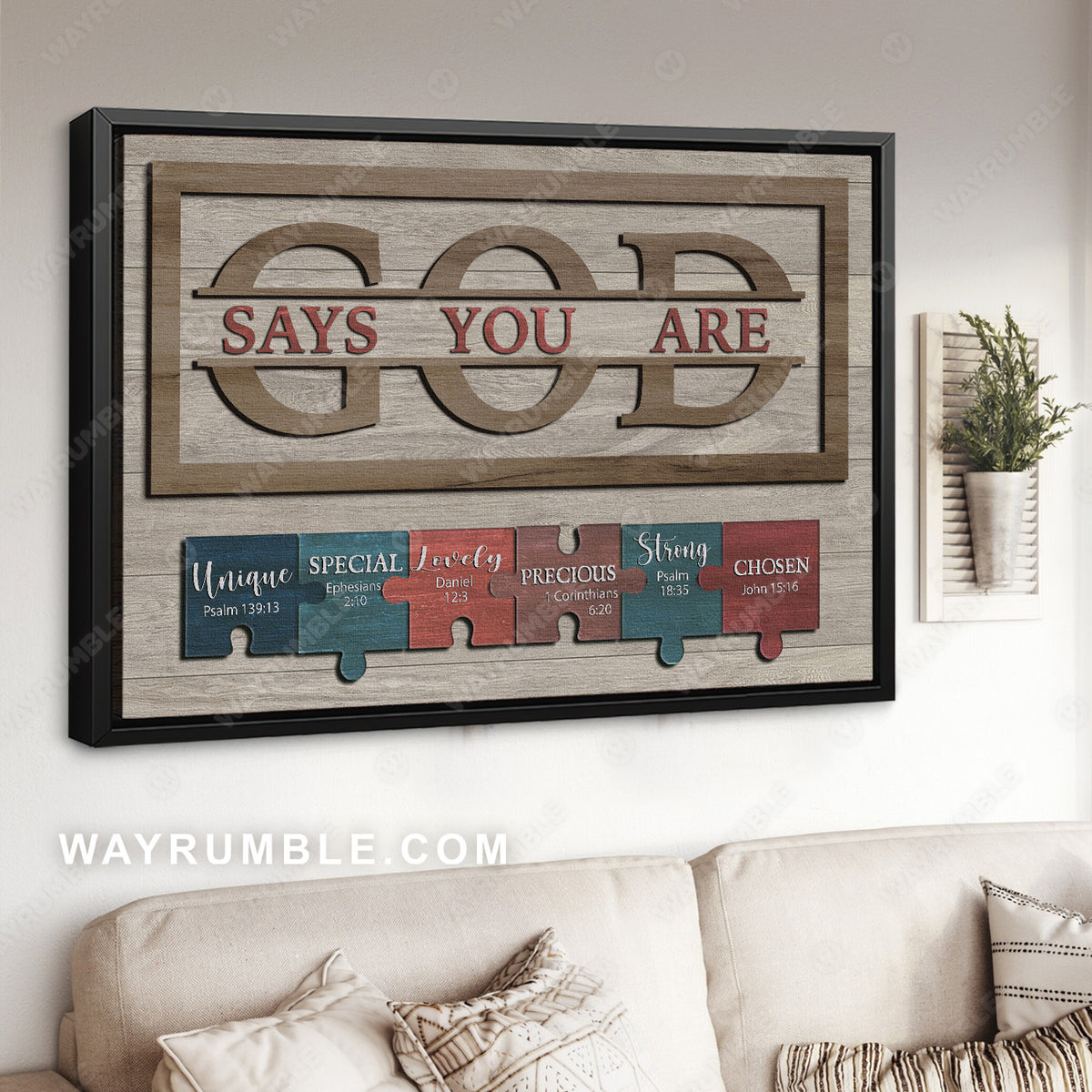 Colorful puzzle, Jesus painting, God says you are unique - Jesus Landscape Canvas Prints, Christian Wall Art