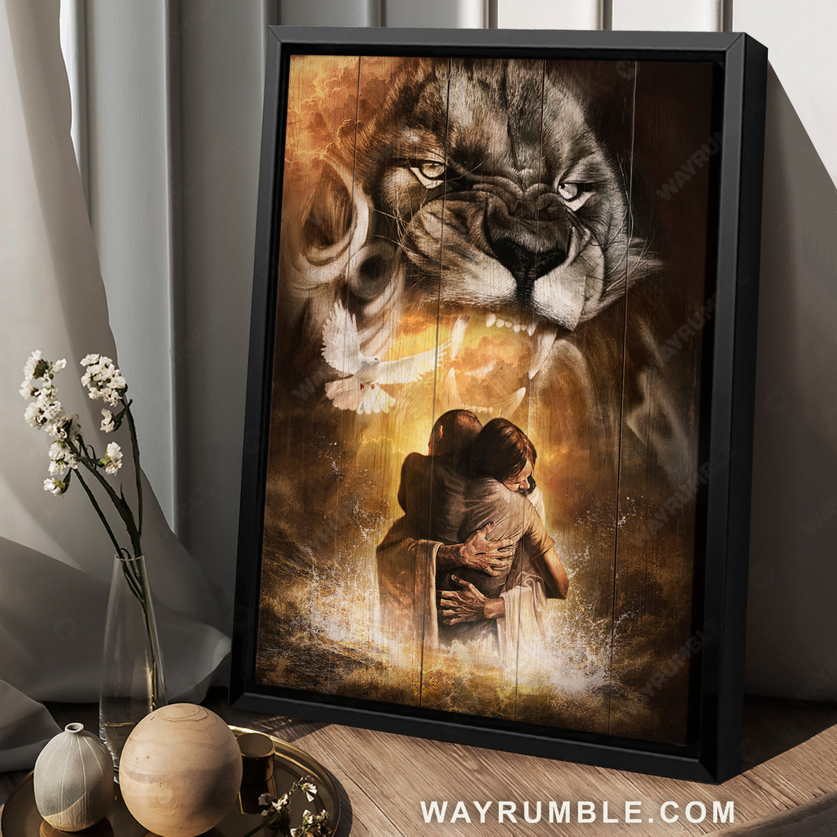 The Lion of Judah, Jesus Christ, White dove, God save me - Jesus Portrait Canvas Prints, Christian Wall Art