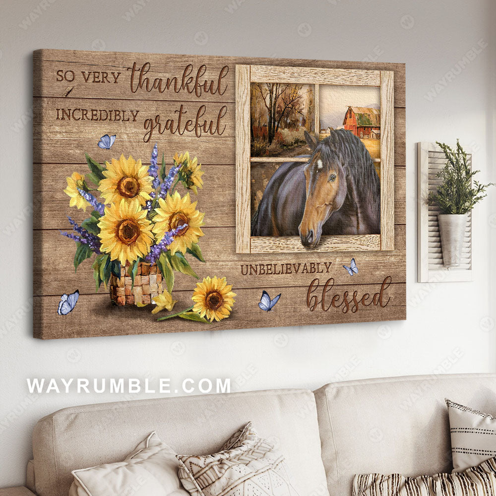Flower basket, Purple butterfly, Dream horse, Antique window, So very thankful - Jesus Landscape Canvas Prints, Christian Wall Art