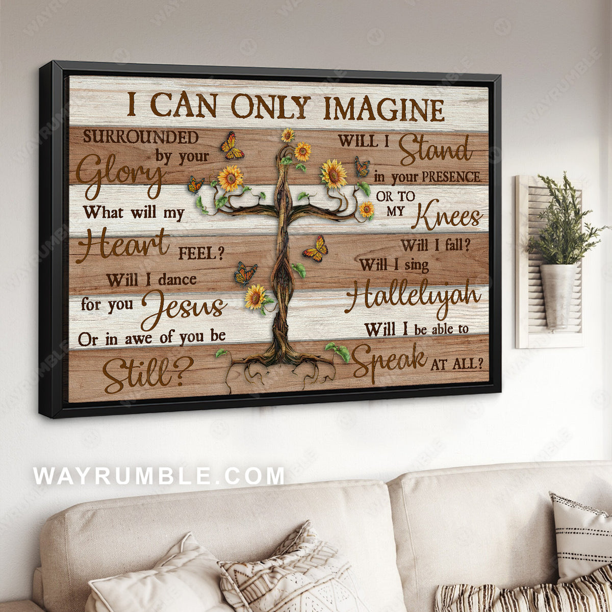 Unique tree, Sunflower painting, Beautiful butterfly, I can only imagine - Jesus Landscape Canvas Prints, Christian Wall Art