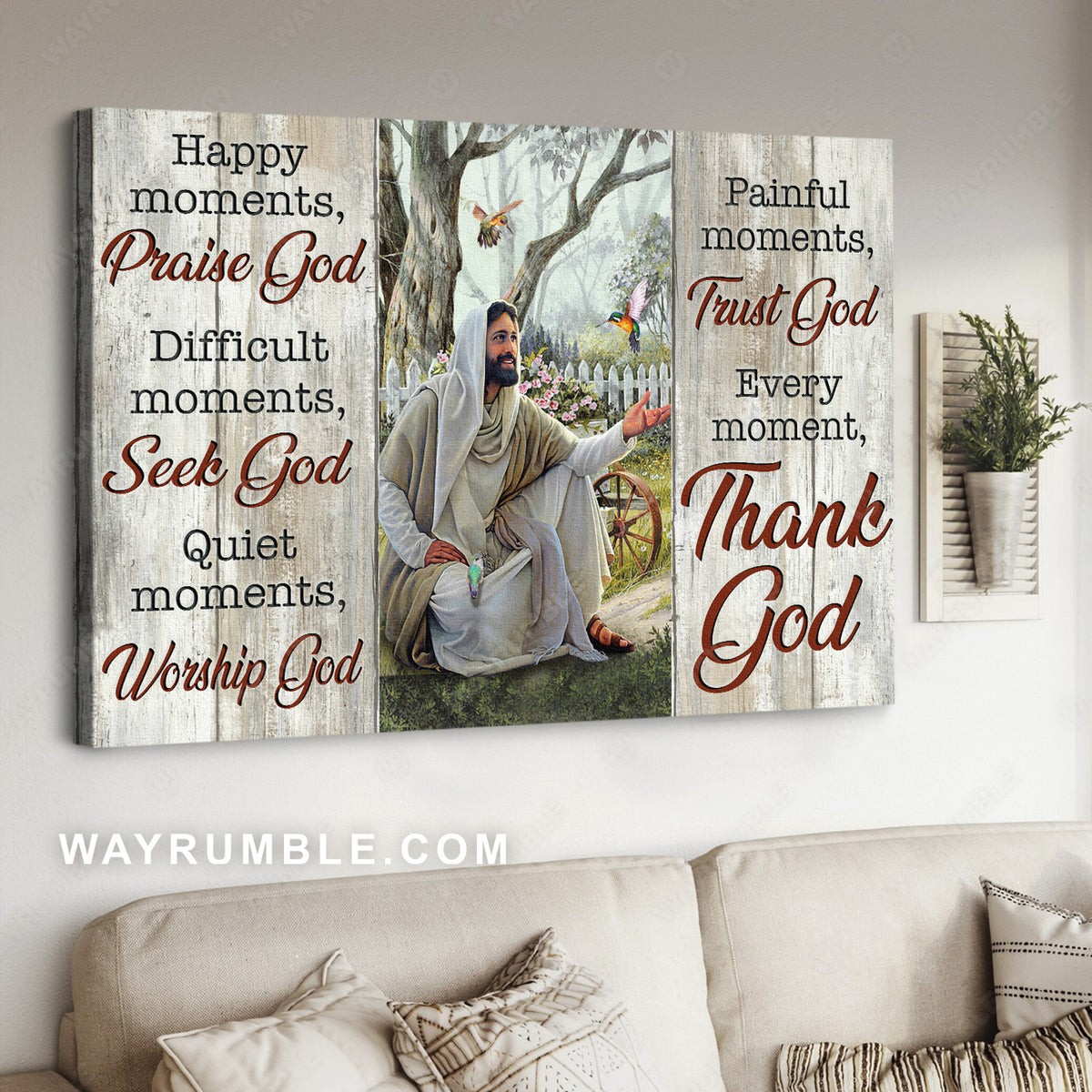 Happy Jesus painting, Pretty hummingbird, Happy moments, Thank God - Jesus Landscape Canvas Prints, Home Decor Wall Art