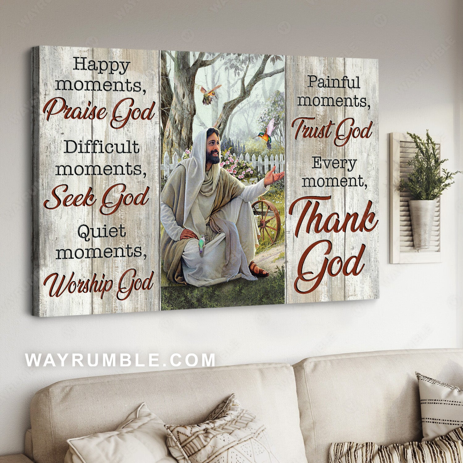 Happy Jesus painting, Pretty hummingbird, Happy moments, Thank God - Jesus Landscape Canvas Prints, Home Decor Wall Art