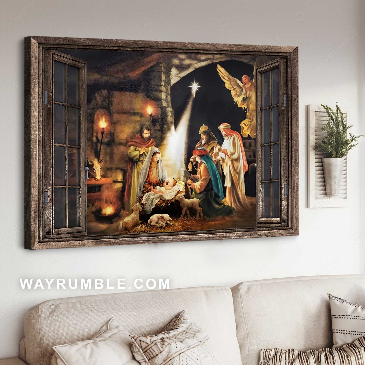 Amazing Christmas night, Jesus painting, Home Decoration, Jesus was born - Jesus Landscape Canvas Prints, Home Decor Wall Art
