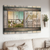 White church drawing, Colorful sunset, Antique window, Be joyful, Always pray, Give thanks - Jesus Landscape Canvas Prints, Christian Wall Art